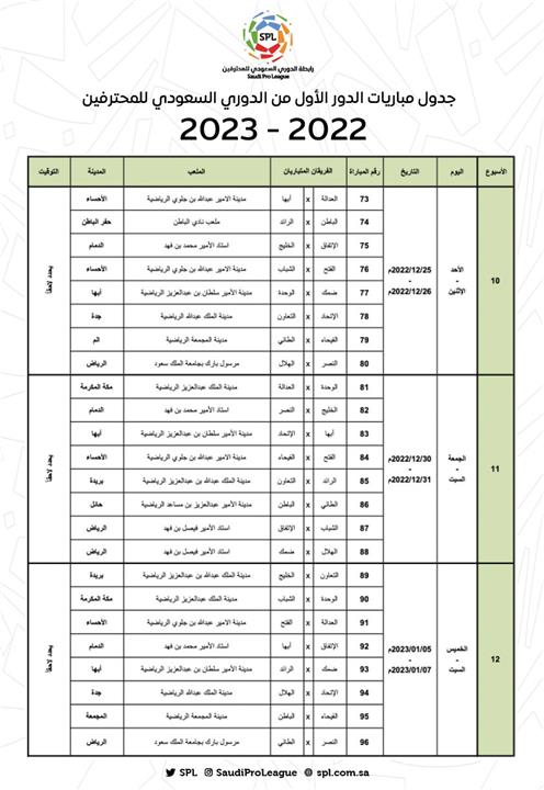 مواعيد مباريات الدوري السعودي موسم 2022/2023