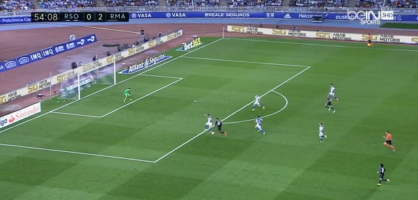 العارضة تحرم ريال مدريد من تسجيل الهدف الثالث في مرمي ريال سوسيداد