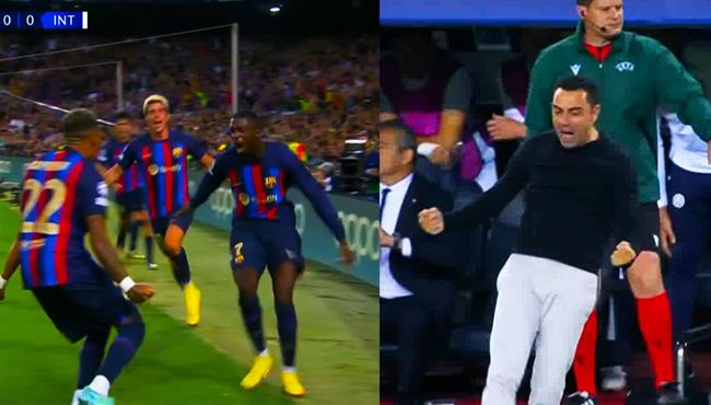 هدف عثمان ديمبلي في مرمي انتر ميلان وفرحة جنونية لتشافي