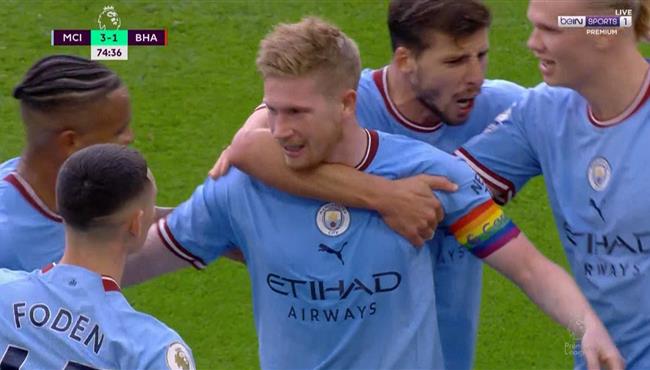 هدف دي بروين الرائع في مرمي برايتون بالدوري الانجليزي