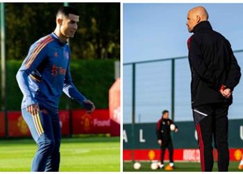 سكاي رونالدو يعود إلى تدريبات مانشستر يونايتد بعد أزمة تين هاج