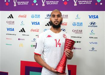 عيسى العيدوني أفضل لاعب في مباراة تونس والدنمارك بكأس العالم