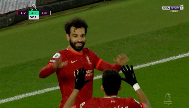 هدفان واسيست في ملخص لمسات محمد صلاح امام ليدز في الدوري الانجليزي