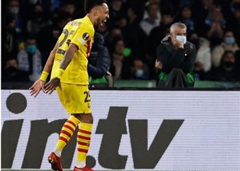 فيديو تسديدة صاروخية أوباميانج يسجل هدف برشلونة الرابع أمام نابولي