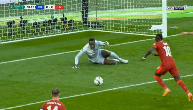 تصدي ميندي الخرافي لفرصة ماني في مباراة ليفربول وتشيلسي