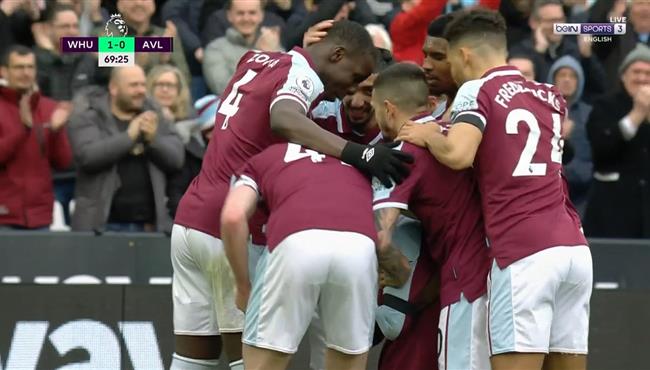 اهداف مباراة استون فيلا ووست هام 1 2 الدوري الانجليزي