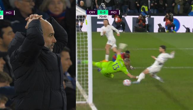 بيرناردو سيلفا يهدر هدف محقق امام كريستال بالاس ورد فعل جوارديولا