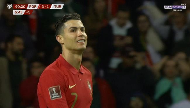 العارضة تحرم رونالدو من تسجيل هدف امام تركيا في الثواني الاخيرة