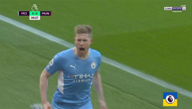 هدف دي بروين الاول في مرمي مانشستر يونايتد بالدوري الانجليزي