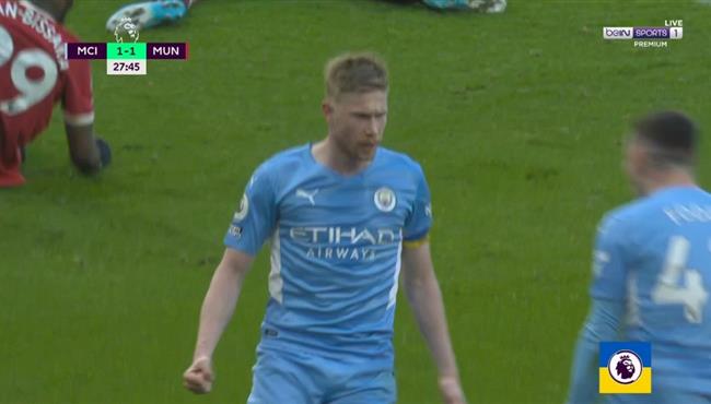 هدف دي بروين الثاني في مرمي مانشستر يونايتد بالدوري الانجليزي
