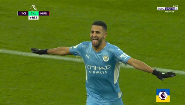 هدف رياض محرز الاول في مرمي مانشستر يونايتد بالدوري الانجليزي