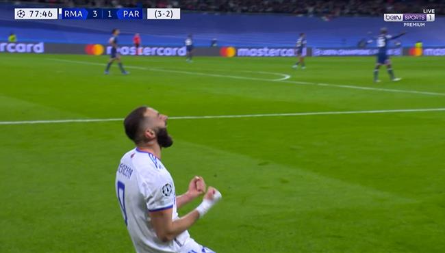 هدف ريال مدريد الثالث في مرمي باريس سان جيرمان كريم بنزيما