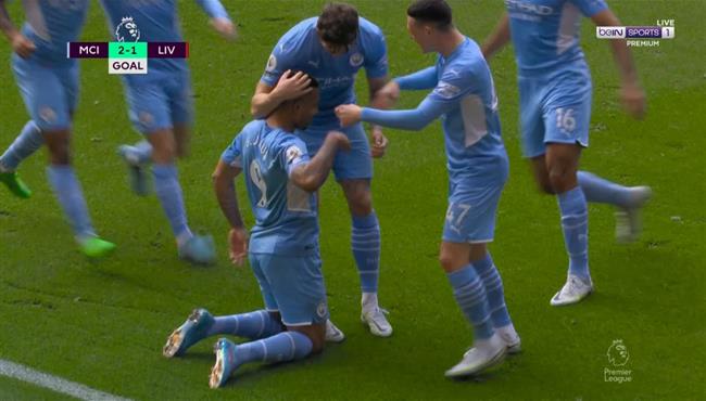 هدف مانشستر سيتي الثاني في مرمي ليفربول بالدوري الانجليزي جيسوس