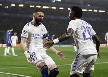 فيديو بنزيما يسجل هدف ريال مدريد الثاني أمام تشيلسي