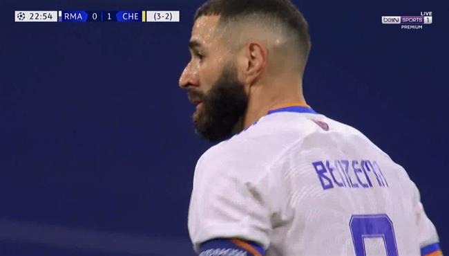 فرصة كريم بنزيما علي مرمي تشيلسي في دوري ابطال اوروبا