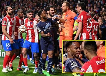 فيديو اشتباك عنيف بين لاعب أتلتيكو مدريد وجريليش والشرطة تتدخل