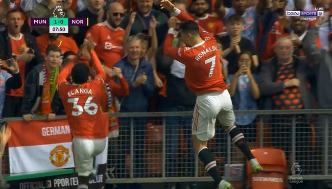 هدف رونالدو الاول في مرمي نورويتش سيتي بالدوري الانجليزي