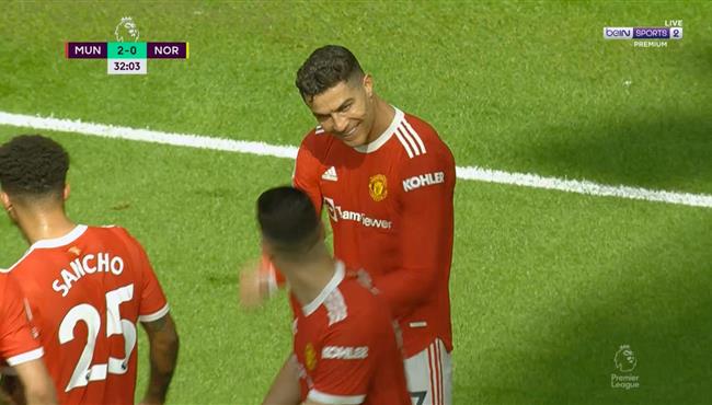هدف رونالدو الثاني في مرمي نورويتش سيتي بالدوري الانجليزي