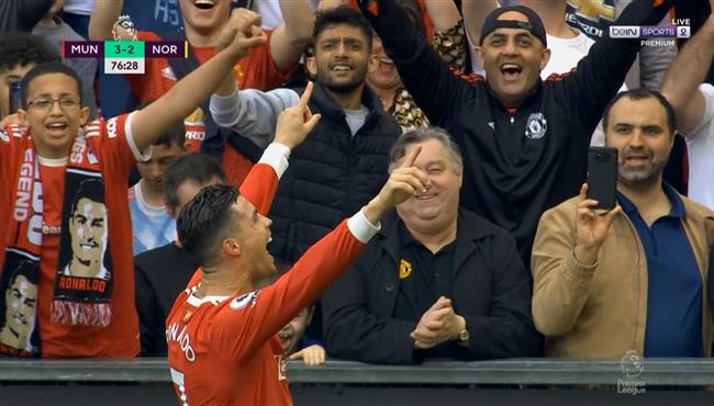 هدف رونالدو الثالث الرائع في مرمي نورويتش سيتي بالدوري الانجليزي