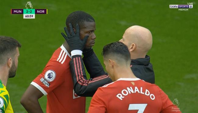 انفعال بوجبا علي ماجوير بعد التسبب في اصابته بمباراة مانشستر يونايتد ونوريتش سيتي