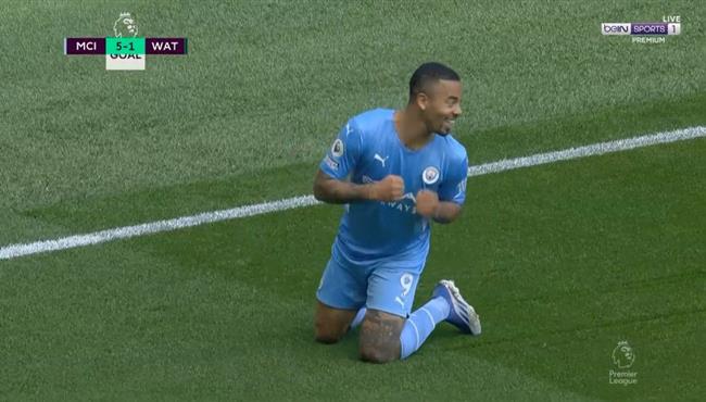 هدف مانشستر سيتي الخامس في مرمي واتفورد بالدوري الانجليزي جيسوس