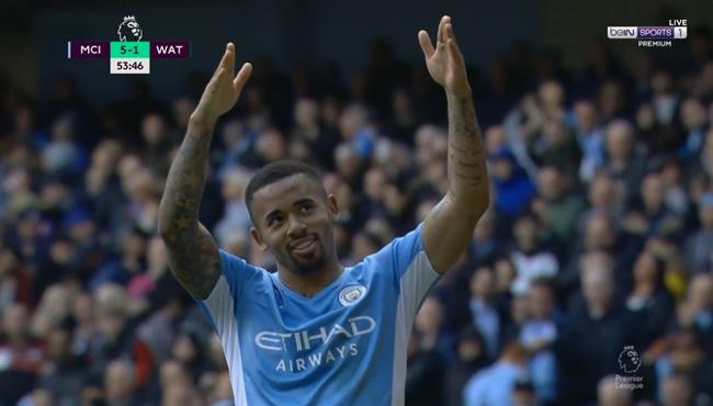 سوبر هاتريك جابرييل جيسوس في مباراة مانشستر سيتي وواتفورد بالدوري الانجليزي