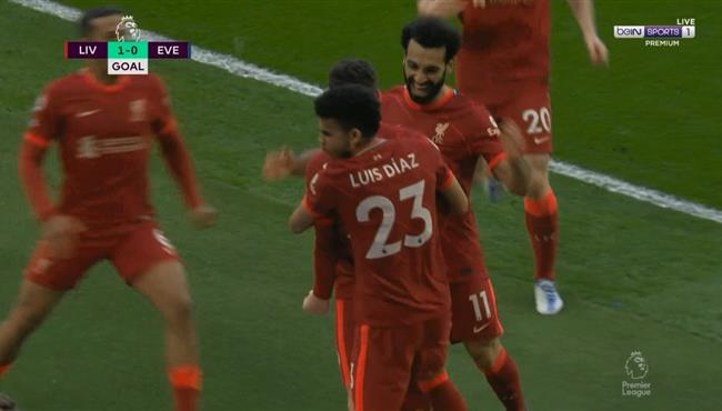 هدف ليفربول الاول في مرمي ايفرتون اسيست محمد صلاح