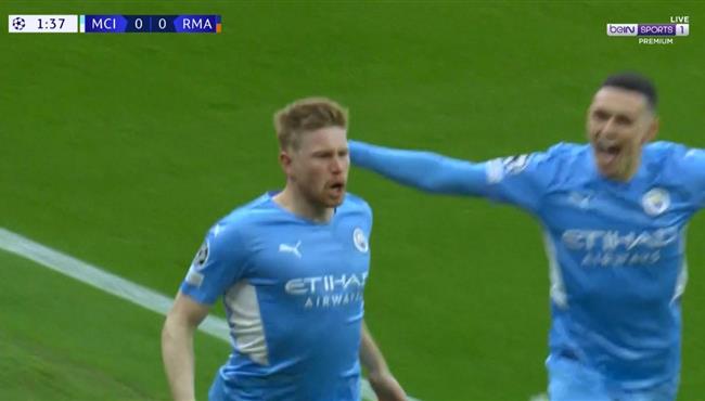 هدف دي بروين في مرمي ريال مدريد اسيست رياض محرز