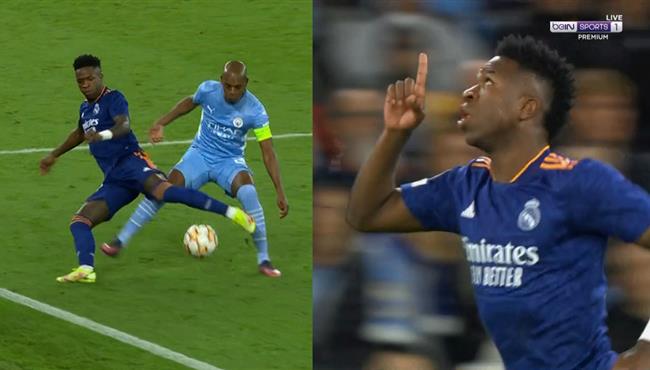 هدف فينيسيوس جونيور الرائع في مرمي مانشستر سيتي بعد مرواغه رائعة لفيرناندينيو