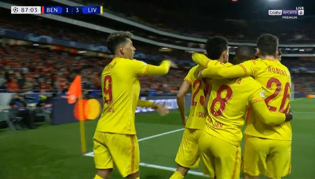 هدف ليفربول الثالث في مرمي بنفيكا بدوري ابطال اوروبا