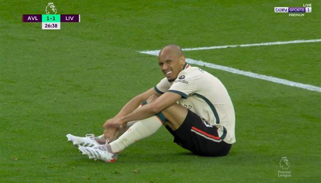 اصابة فابينيو في مباراة ليفربول واستون فيلا بالدوري الانجليزي