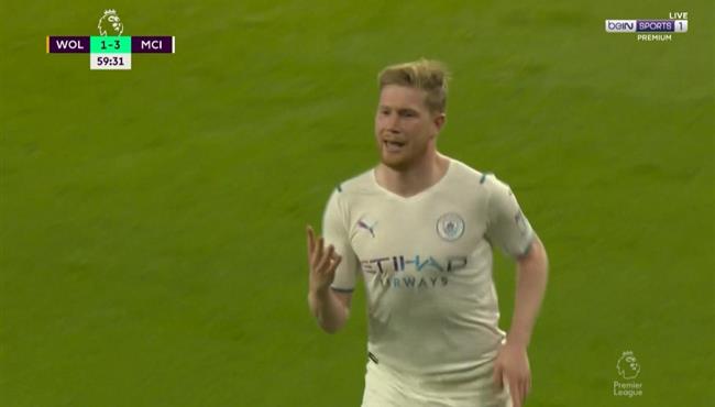 هدف دي بروين الرابع في مرمي ولفرهامبتون بالدوري الانجليزي