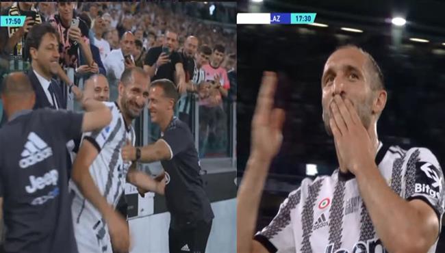 كيليني يودع جماهير ولاعبي يوفنتوس لحظة خروجه في مباراة لاتسيو