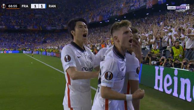 هدف تعادل اينتراخت فرانكفورت مع جلاسكو رينجرز 1 1 نهائي الدوري الاوروبي