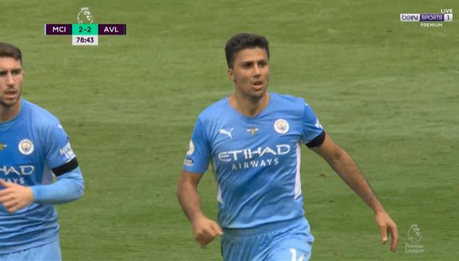 هدف تعادل مانشستر سيتي مع استون فيلا 2 2 الدوري الانجليزي