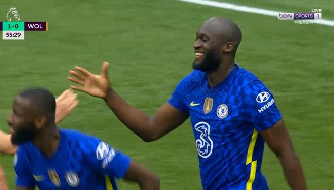 هدف لوكاكو الاول في مرمي ولفرهامبتون بالدوري الانجليزي