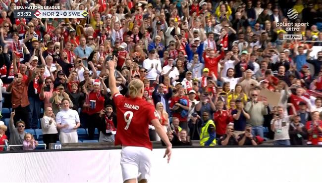 هدف هالاند الثاني في مرمي السويد بدوري الامم الاوروبية