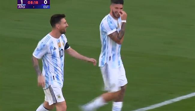 هدف ميسي الاول في مرمي استونيا مباراة ودية