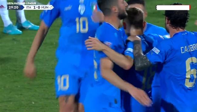 هدف رائع لايطاليا في مرمي المجر بدوري الامم الاوروبية باريلا