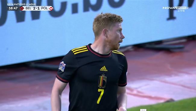 هدف دي بروين في مرمي بولندا بدوري الامم الاوروبية