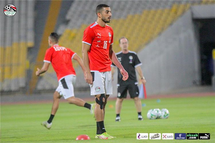 محمد عبد المنعم في مران منتخب مصر