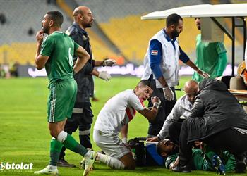 فيديو إصابة قوية لـ لاعب الاتحاد السكندري ومغادرته مباراة الزمالك