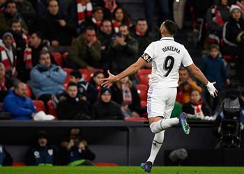 فيديو بنزيما يعادل رقم راؤول بعد هدفه في مباراة ريال مدريد وأتلتيك بلباو
