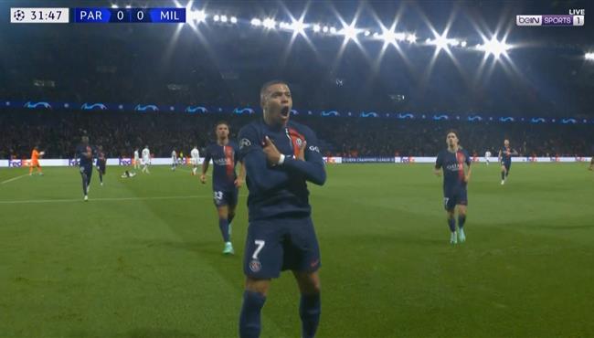 هدف مبابي الرائع في مرمي ميلان بدوري ابطال اوروبا