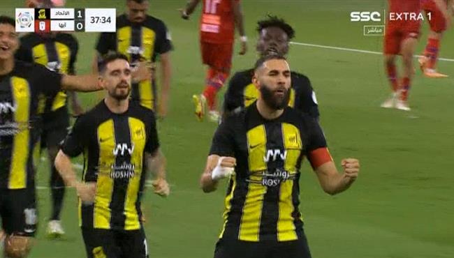 هدف كريم بنزيما الاول في مرمي ابها بالدوري السعودي