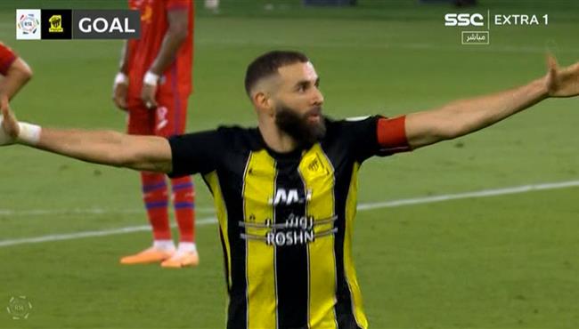هدف كريم بنزيما الثاني في مرمي ابها بالدوري السعودي