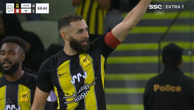 هاتريك كريم بنزيما في مباراة الاتحاد وابها بالدوري السعودي