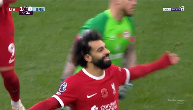 هدفا محمد صلاح امام برينتفورد في الدوري الانجليزي