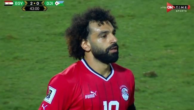 محمد صلاح يهدر هدف لمصر امام جيبوتي بتصفيات كاس العالم