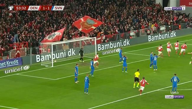 اهداف مبارة الدنمارك وسلوفينيا 2 1 تصفيات كاس امم اوروبا